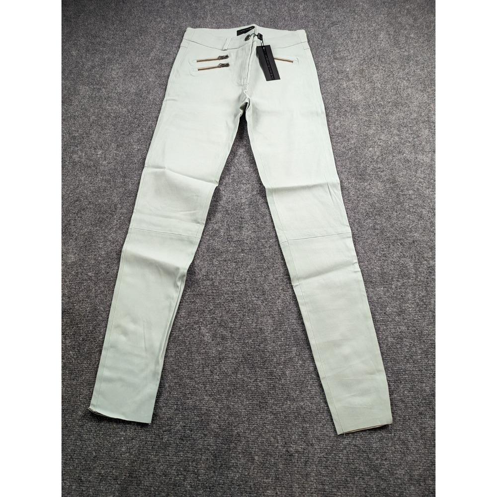 Mackage Miki Stretch Leather Pants in Mint Green (Size 8) Zip Pockets